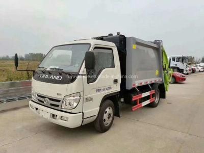 Foton Forland 3m3 4m3 Small Compression Garbage Cargo Compactor Garbage Truck with 1m2 Hopper