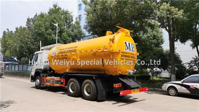 Sinotruk HOWO 16000liters Sludge Cleaning Sewage Suction Tank Truck with Italy Brand Vacuum Pump