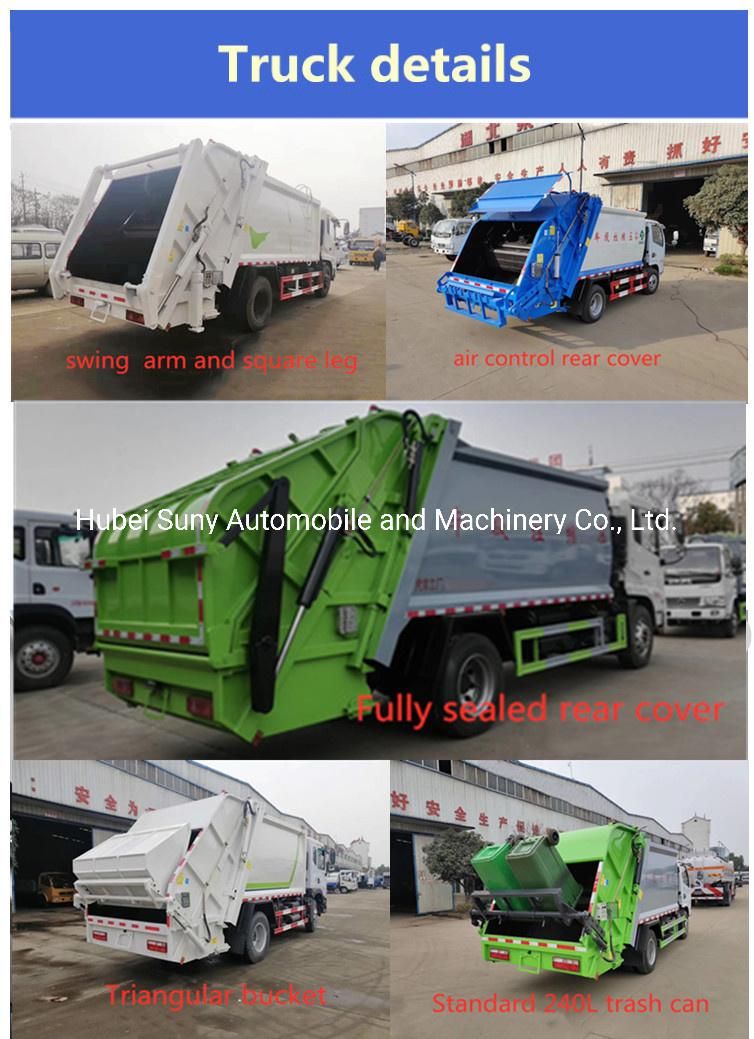 210 Horsepower New 12 Cbm Compressed Rubbish Vehicle Small Compactor Garbage Truck