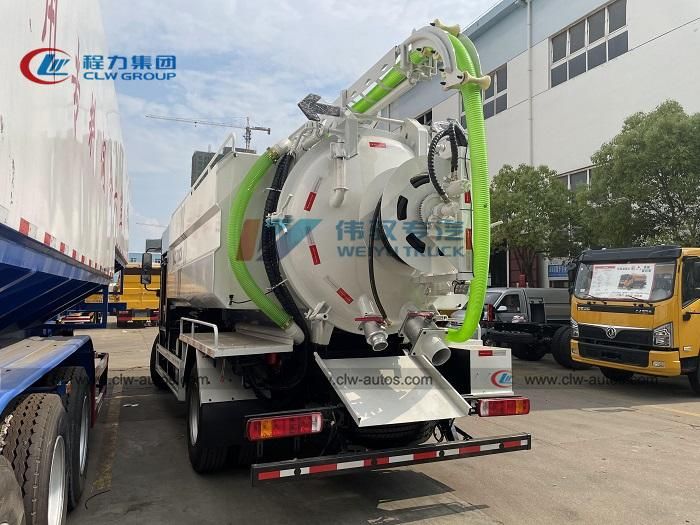 10-12ton High Pressure Fecal Sludge Suction Tanker Truck 10m3 12cbm Sewer Cleaning Dredge Vehicle Jetting Vacuum Sewage Tank Truck