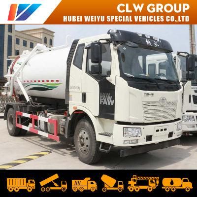 FAW J6 10000liter/10cbm/10m3/10ton/10000L Cleaning Vehicle Sewage Fecal Vacuum Suction Truck