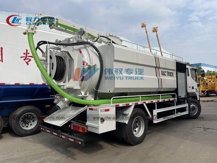 10-12ton High Pressure Fecal Sludge Suction Tanker Truck 10m3 12cbm Sewer Cleaning Dredge Vehicle Jetting Vacuum Sewage Tank Truck