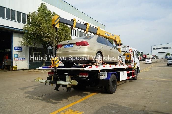 China Dongfeng 5-6tons Road Recovery Vehicles 5t 6t Crane Platform Wrecker Tow Truck