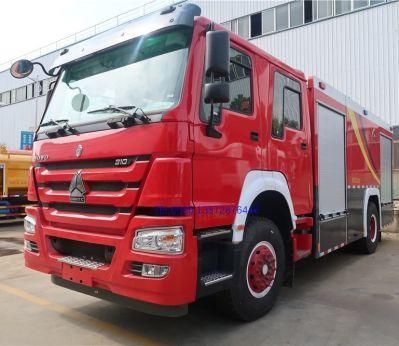 HOWO 4X2 Stainless Steel Water and Dry Powder Fire Truck 8000liters