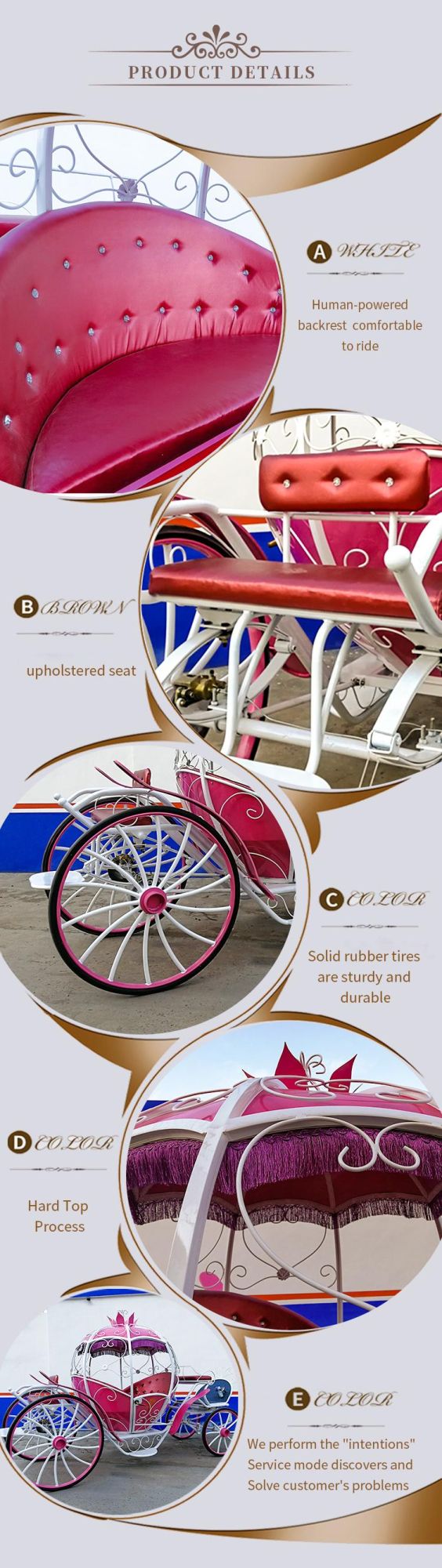 4-Wheel Pumpkin Carriage Pumpkin Carriage Cinderella′ S Coach Garden Wedding Horse Carriage