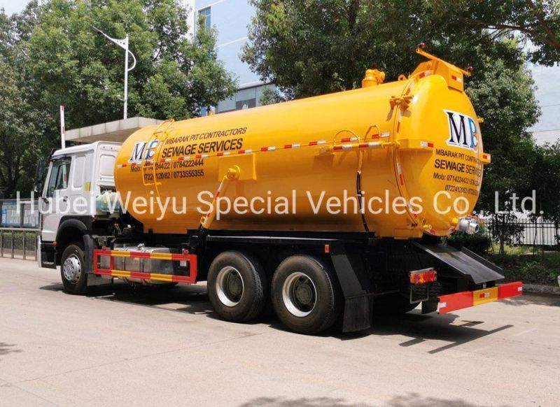 HOWO 18, 000 Liters High Pressure Cleaning Sewage Suction Truck Sanitation Vacuum Sewage Truck