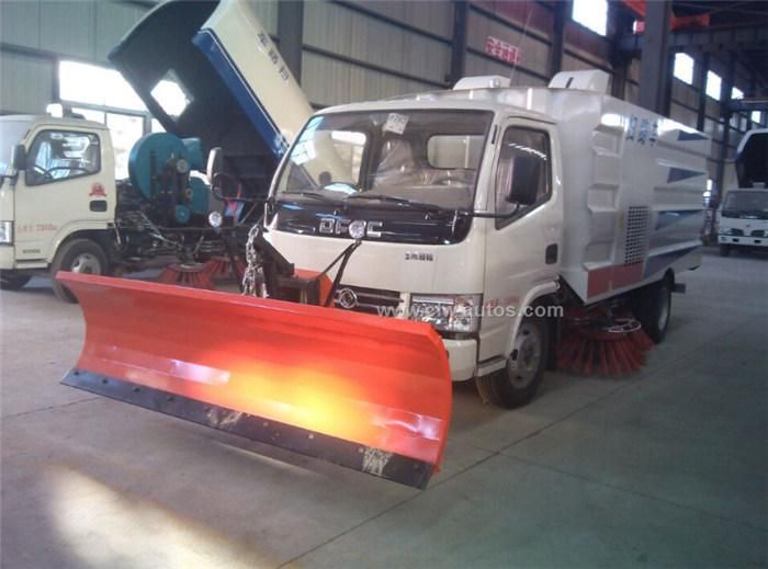 New Design Factory Price 4 Brushes 5.5m3 Capacity Street Sweeper Truck with Snow Removal Shovel