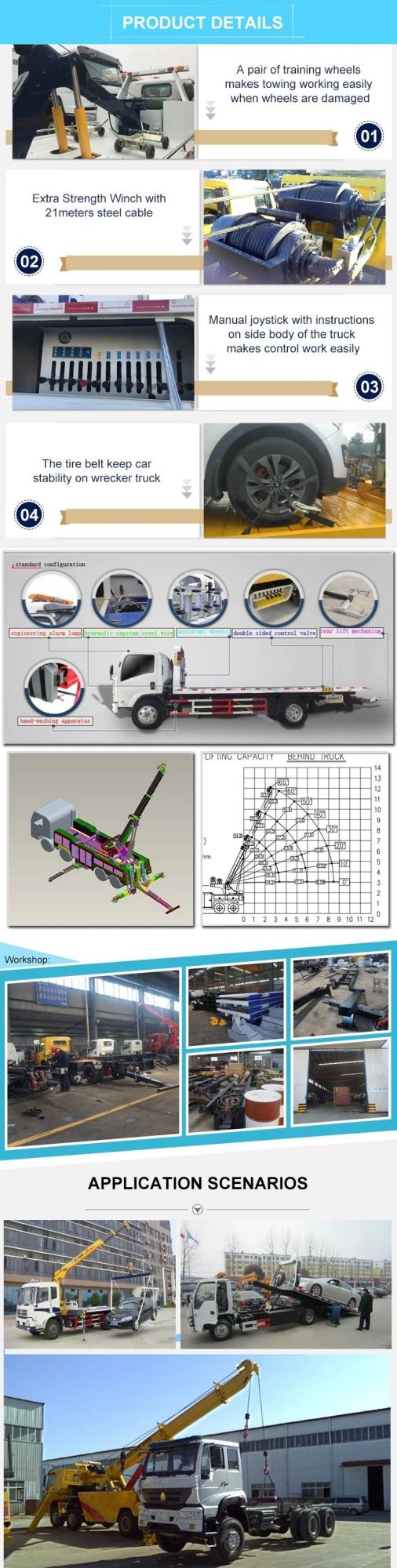 Under Lift Rollback Recovery Rescue Block Cars Tow Truck, 5 Ton 6 Ton 8 Ton Wrecker Tow Truck for Sale