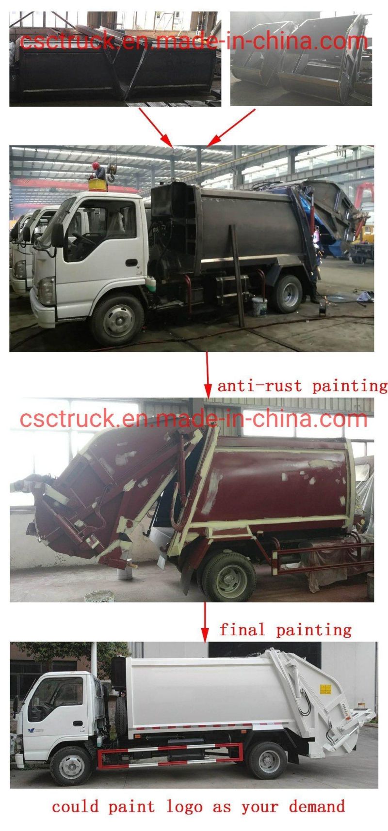 for LHD Isuzu Garbage Truck with Detachable Carriage /8m3 Refuse Collector Truck