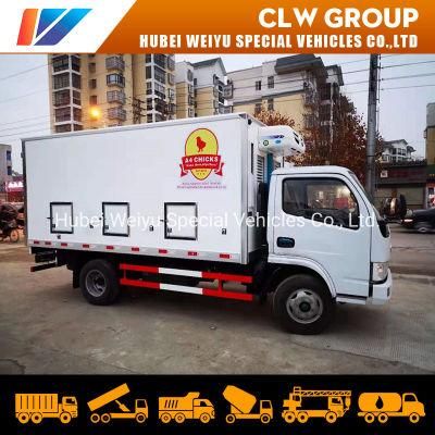 China Made Small Dongfeng Intelligent Live Baby Chick Day Old Chicken Transport Double Temperature Unit Poultry Delivery Truck