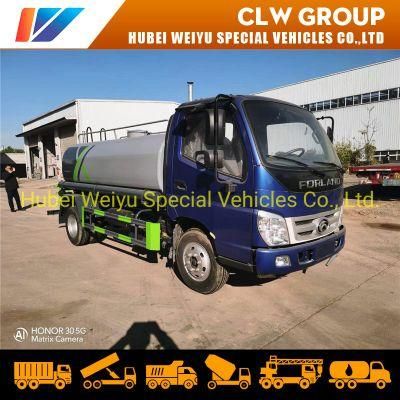 Foton Forland 5000liters 5cbm 5tons Water Bowser Truck Water Spray Truck with High Pressure Water Cannon