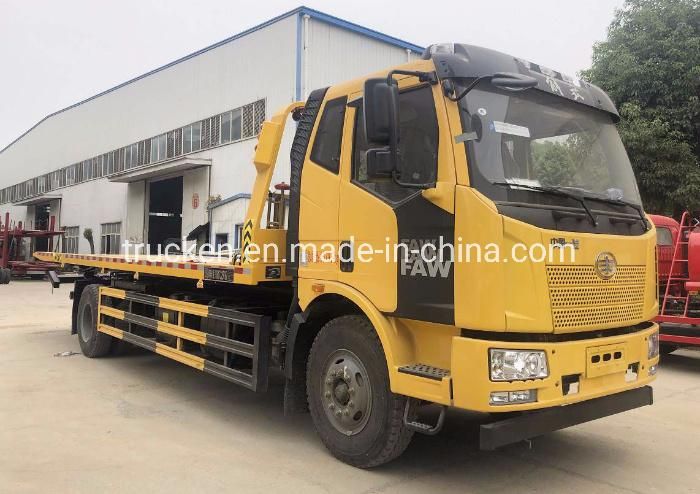 10ton Rollback Tilt Tray Flat Bed Platform FAW Jiefang Car Vehicle Rescue Carrier Underlift Wrecker Tow Trucks