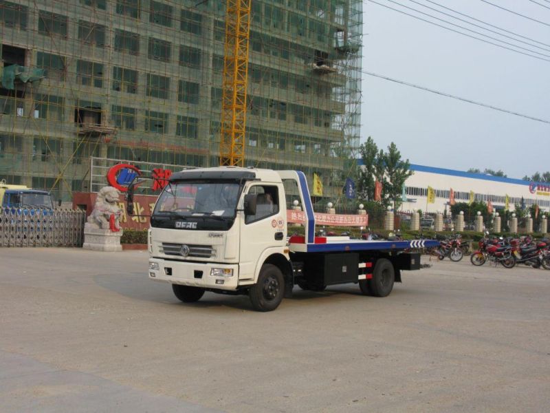 China Dongfeng 4tons Road Car Rescue Towing Vehicle 6ton Flatbed Road Wrecker Truck