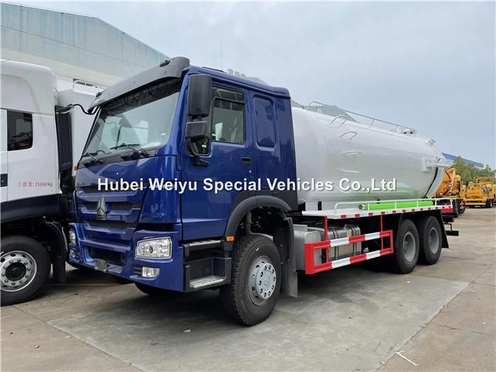 HOWO 16cbm Sewage Vacuum Truck Sewer Cleaning Truck with Jurpo Vacuum Pump