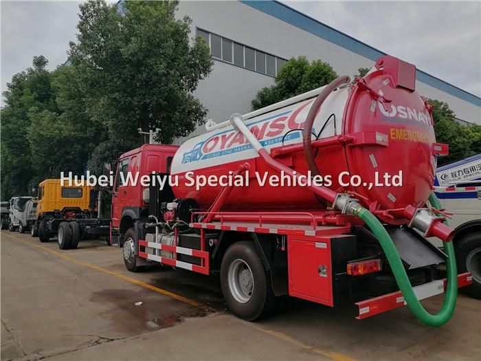 HOWO 10cbm Septic Tanker Italy Vacuum Suction Pump Sewer Cleaning Tank Truck