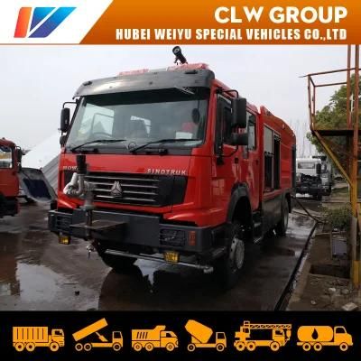 off Road 4X4 Full Wheel Driving Airport Use Sinotruk HOWO Fire Engine Fire Fighting Truck with Foam Tank Dry Powder Chemical Tank 7ton 10ton