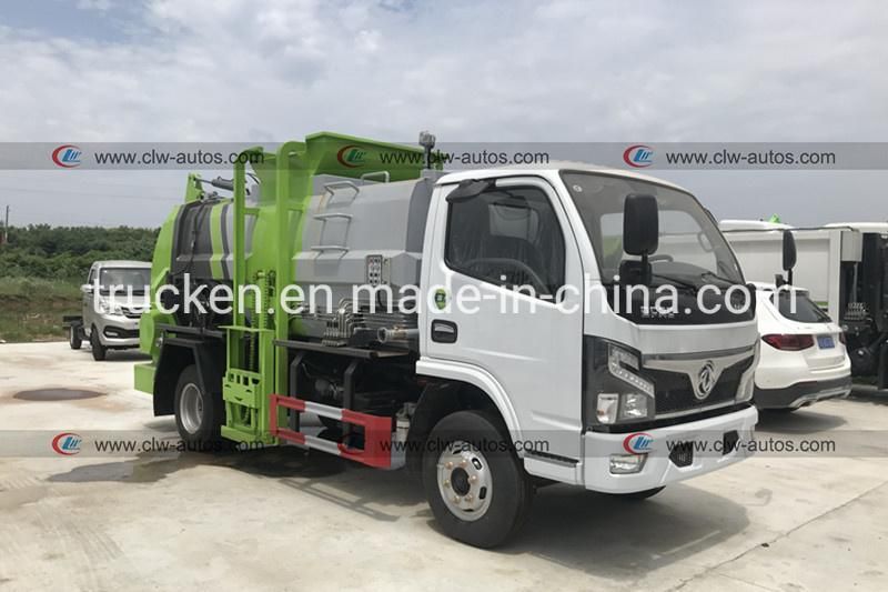 Side Loader Refuse Truck Dongfeng 4X2 120HP 6 Wheel 5m3 Small Hanging Bucket Garbage Truck