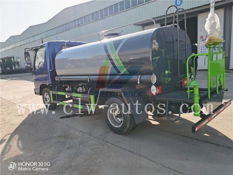 Foton Forland 5000liters 5cbm 5tons Water Bowser Truck Water Spray Truck with High Pressure Water Cannon