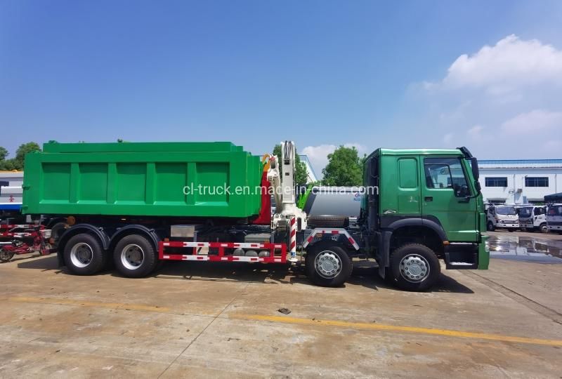 HOWO 8X4 Hook Lift Garbage Truck with Crane