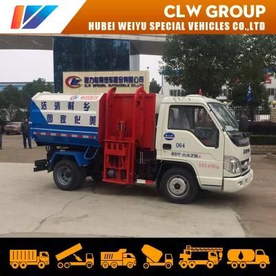 China Factory Price Foton 6000liters 6cbm Side Loading Hanging Barrel Garbage Truck