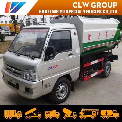 China Factory Price Foton 3000liters 3cbm Side Loading Hanging Barrel Garbage Truck