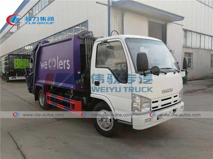 98HP 6-Wheel Diesel Engine 4tons Refuse Collect Isuzu 5cbm Garbage Compactor Truck for Laos