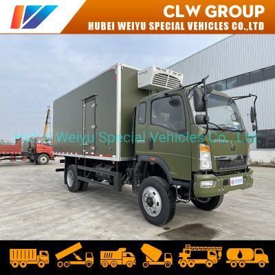 10tons 15tons 30cbm Sinotruk HOWO 4X4 Refrigerated Van Truck with Carrier Hanxue Thermo King Freezer Unit