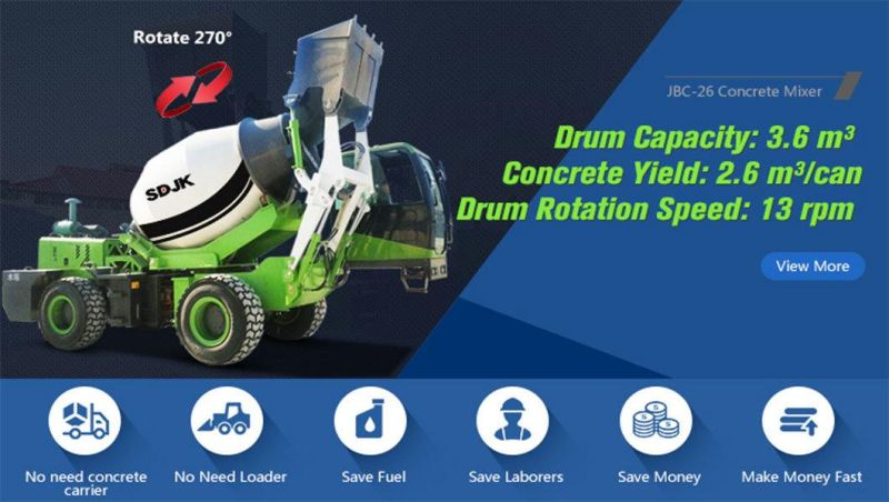 2.6 Cbm Yield Jbc-26 Self Loading Concrete Mixer