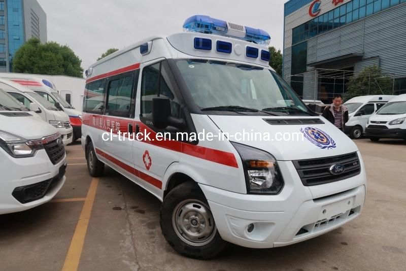 Made in China Ford 4X2 ICU Monitor Transport China Ambulance Bus