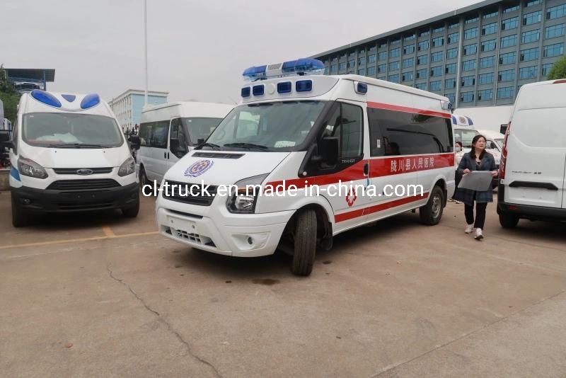 Made in China Ford 4X2 ICU Monitor Transport China Ambulance Bus