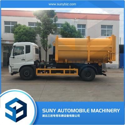 China 12 Cbm Diesel Hook Lift Garbage Truck with Mobile Trash Compactor