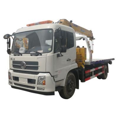 Good Quality Dongfeng 6 Ton Wrecker Towing Truck Flat Bed Wrecker Truck with Crane