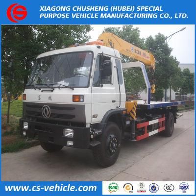 Dongfeng 4X2 8ton Flatbed Truck Mounted Crane Towing Truck