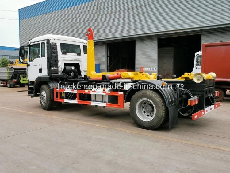 High End 10ton 15ton Sinotruk Pull Arm Hook Lift Construction Garbage Transport Truck with Hydraulic Cover Garbage Box