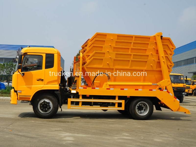 Dongfeng Cummins 190HP 10m3 Volume 10ton Swing Arm Skip Loader Garbage Truck with hydraulic Arm Pulling System