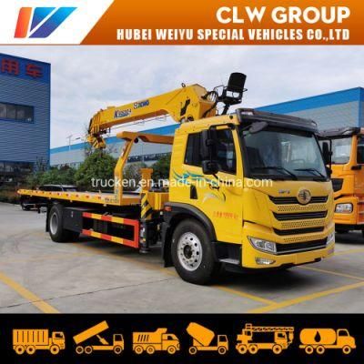 Heavy Duty FAW Flatbed Tilt Tray Wrecker Tow Truck 10ton Loading 15ton Under Lift for Road Saving Truck Delivery