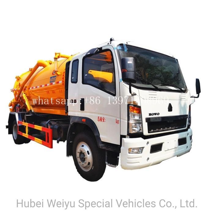 China Sinotruk HOWO 4*2 8000liters/8cbm City Street Shaft/Wells Cleaning Truck 8t 8tons Fecal Sewage Vacuum Suction Truck on Sale