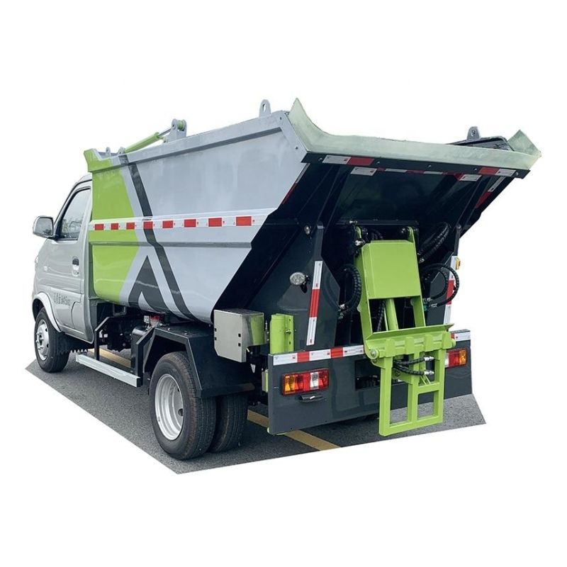 DFAC 4X2 Pure Electric New Energy 4 M3 Rear Self-Loading Compressed Garbage Docks with Portable Garbage Station