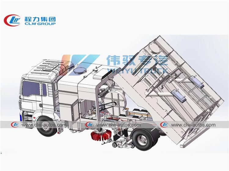 China Dongfeng 6-Wheel 190HP Vacuum Suction Street Cleaning Truck 8cbm Road Washing Sweeper Truck