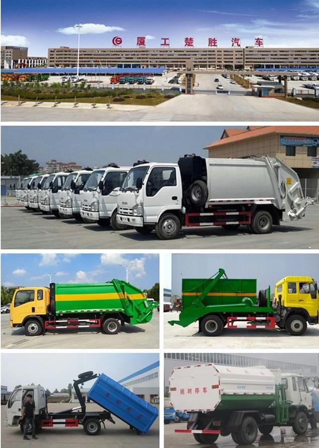 China Dongfeng 4X2 Skip Loader Garbage Truck Capacity 10tons Hook Lift Garbage Truck Price