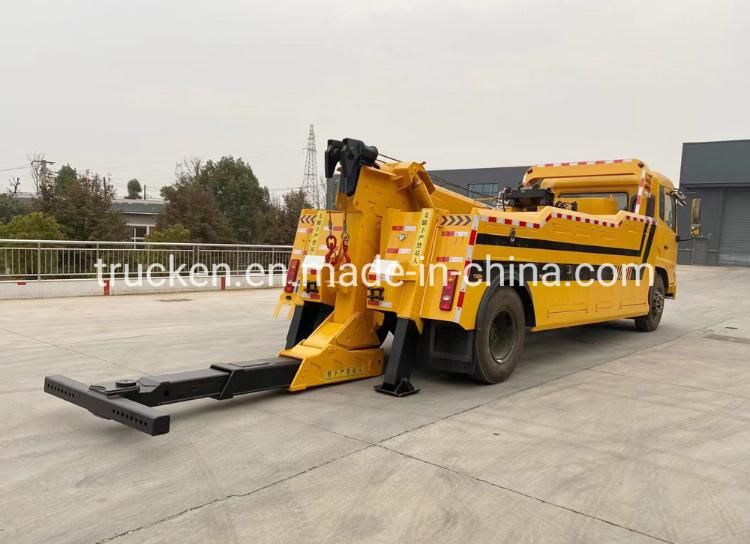 Vans SUV Cars Truck Towing Service with 16ton Crane 10ton Under Lift Intergrated Dongfeng Wrecker Tow Truck