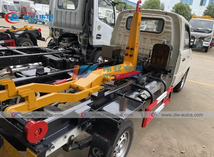 Foton 1tons 2tons Mini Sanitation Recycling Hook Lifting Garbage Truck for Community Using