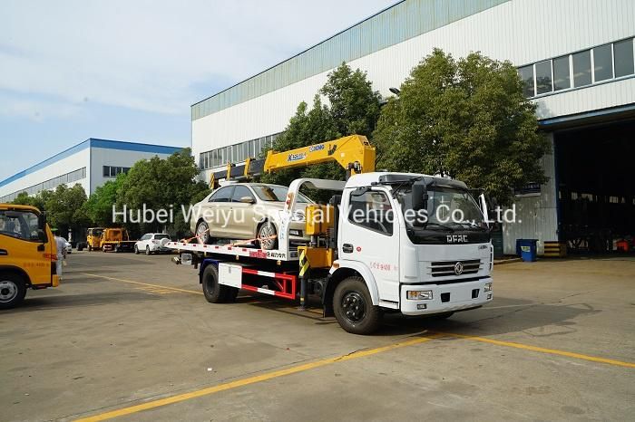 China Hot Sale Dongfeng Brand Accident Recovery Vehicles 5tons Platform Wrecker Tow Truck with Crane
