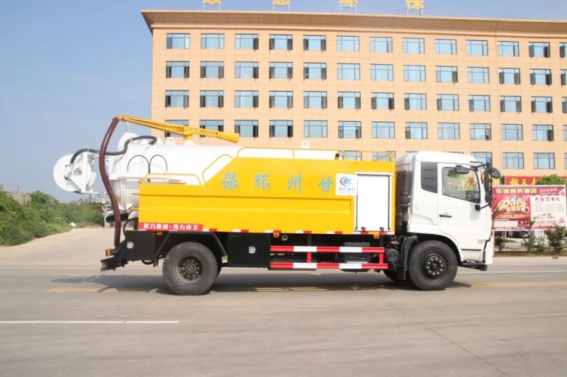 Dongfeng 4000 Liters 8000 Liters Water Tanks and 5cbm Sewage Tanks High Pressure Washing and Cleaning Vacuum Sewage Suction Tank Truck