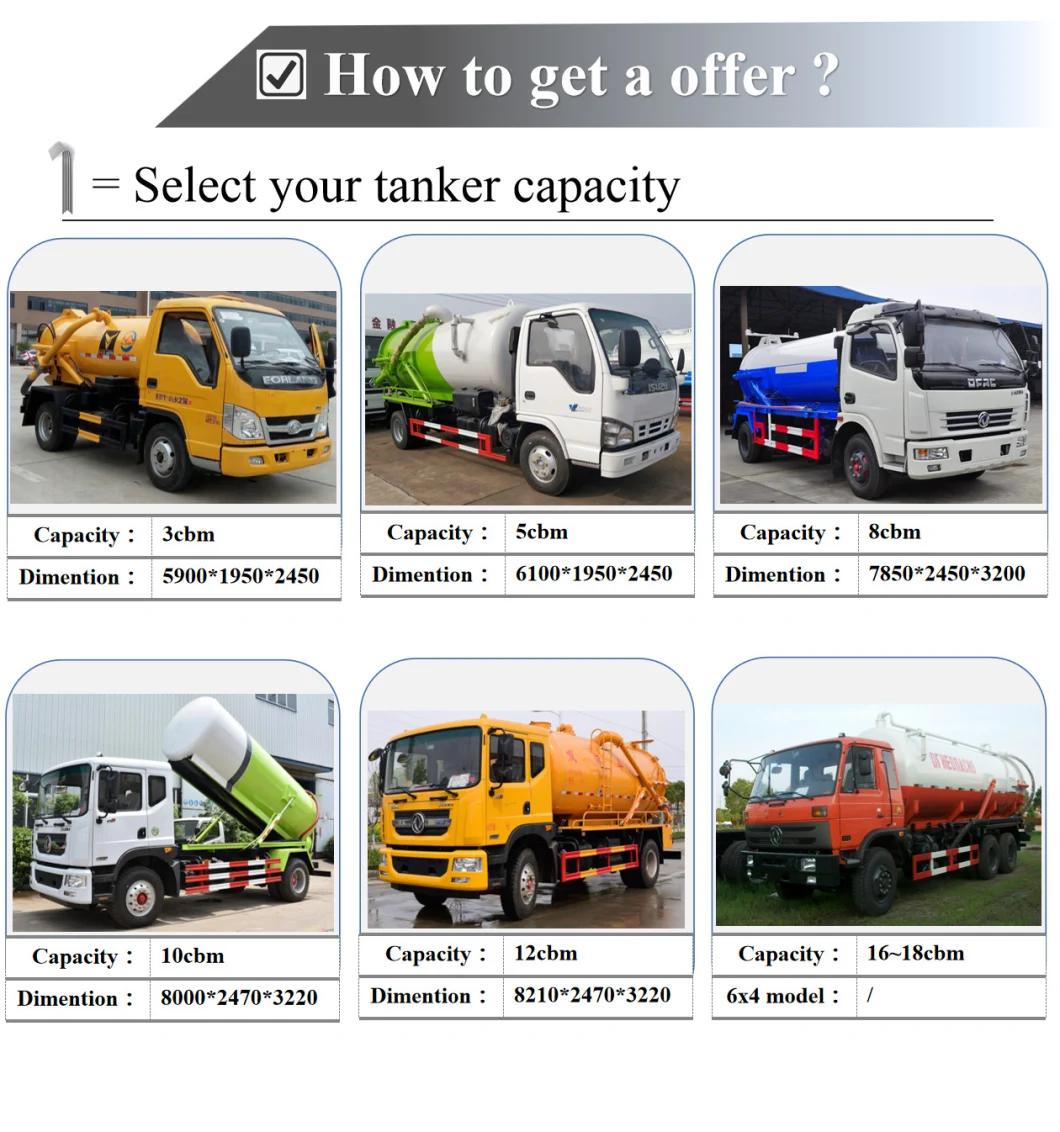 Dongfeng 2-4cbm Sewage Sucking Truck Mini Vacuum Tanker Trucks Sale