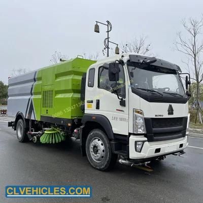 Road Sweeper Truck HOWO 12000L Tanker High Pressure Water Flushing Street Sweeping Truck