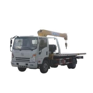 New Condition 5.6m Flatbed One Tow Two Cars Road Recovery Wrecker Truck with Crane