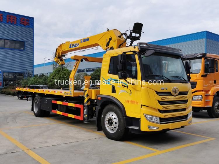 Heavy Duty FAW Flatbed Tilt Tray Wrecker Tow Truck 10ton Loading 15ton Under Lift for Road Saving Truck Delivery