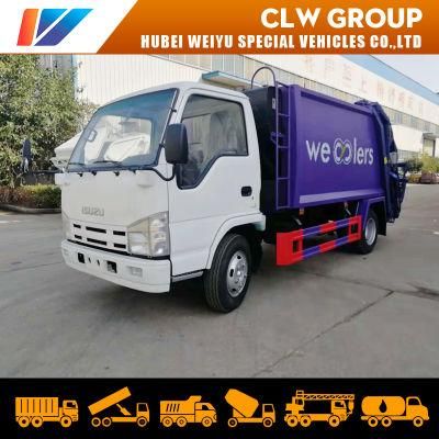 98HP 6-Wheel Diesel Engine 4tons Refuse Collect Isuzu 5cbm Garbage Compactor Truck for Laos