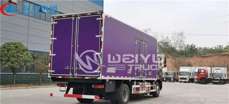 10tons 40cbm FAW 4X2 Refrigerated Van Truck Refrigerator Vehicle Cooling Truck with Carrier Hanxue Thermo King Freezing Unit
